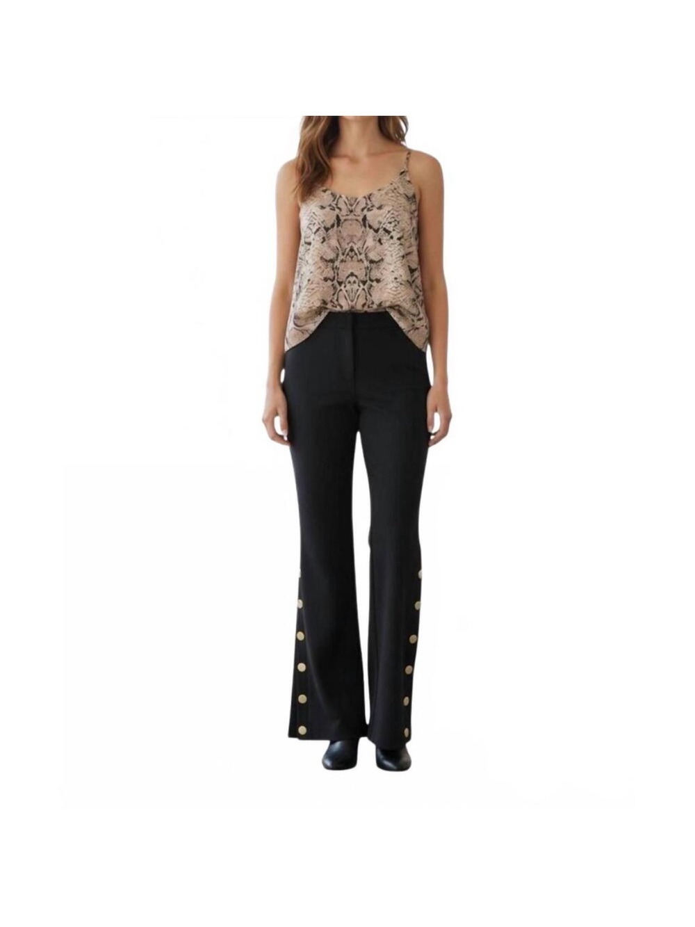 TOCCIN gracie button detail flared pants in black NWT Size 6